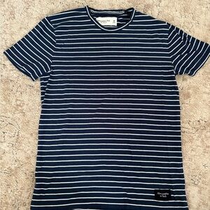 Abercrombie & Fitch Blue and White Striped Tee